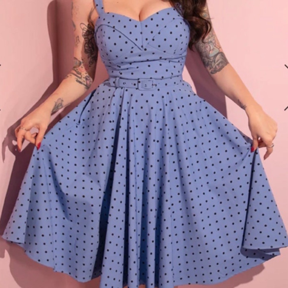 Vixen Maneater Swing Dress Sunset Blue Medium